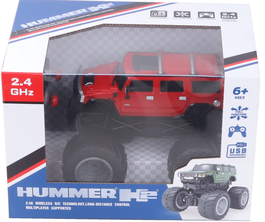 Радиоуправляем Модел 1:24 – Hummer H2 с Големи Гуми и USB Зарядна Батерия, 32×22×20 см